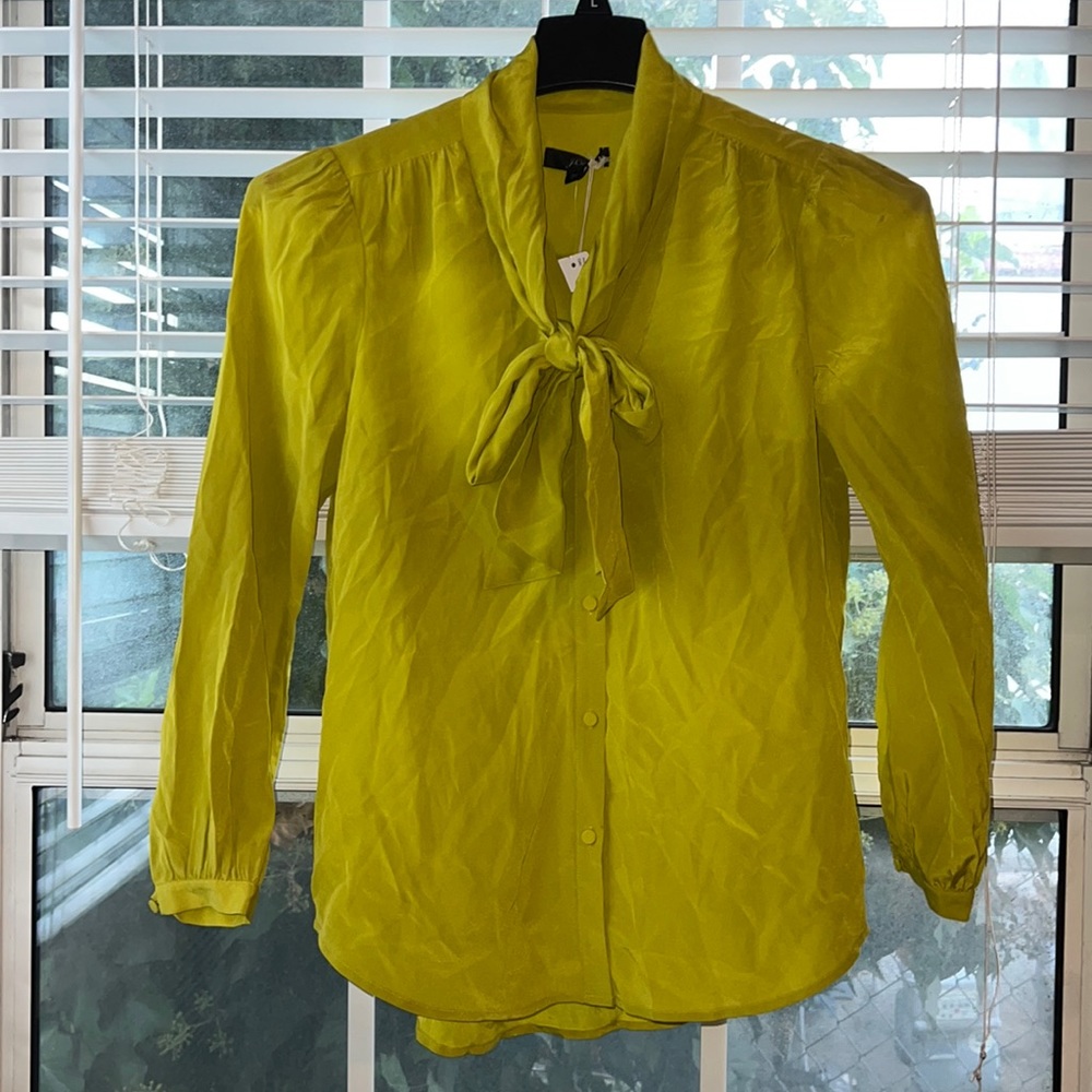 Brand New!  J Crew Tie Neck Blouse in Reimagine Silk